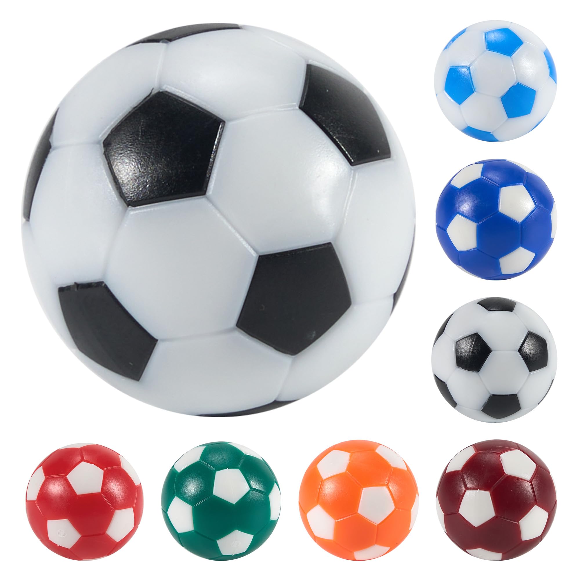 8 Piezas Bolas de Fútbol 32 mm en HIPS, Resistentes y Coloridas para Futbolín de Mesa, Colores Surtidos