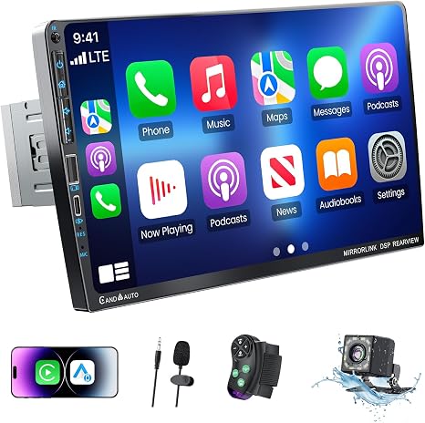 9" Single DIN Car Stereo with Wireless Apple CarPlay and