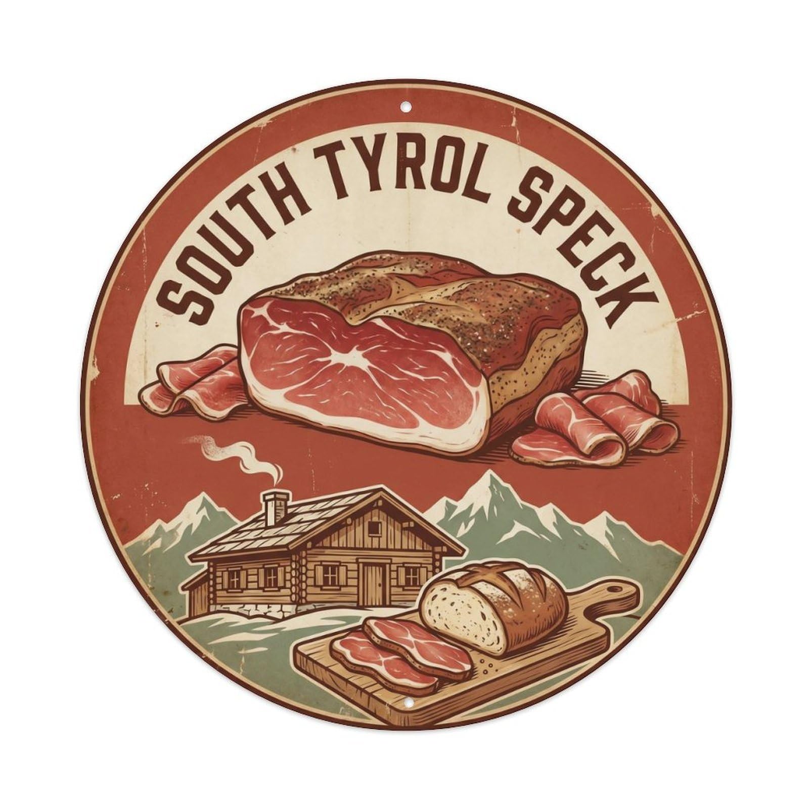 Vintage South Tyrol Italy Speck Heritage City Travel Metal Tin Sign