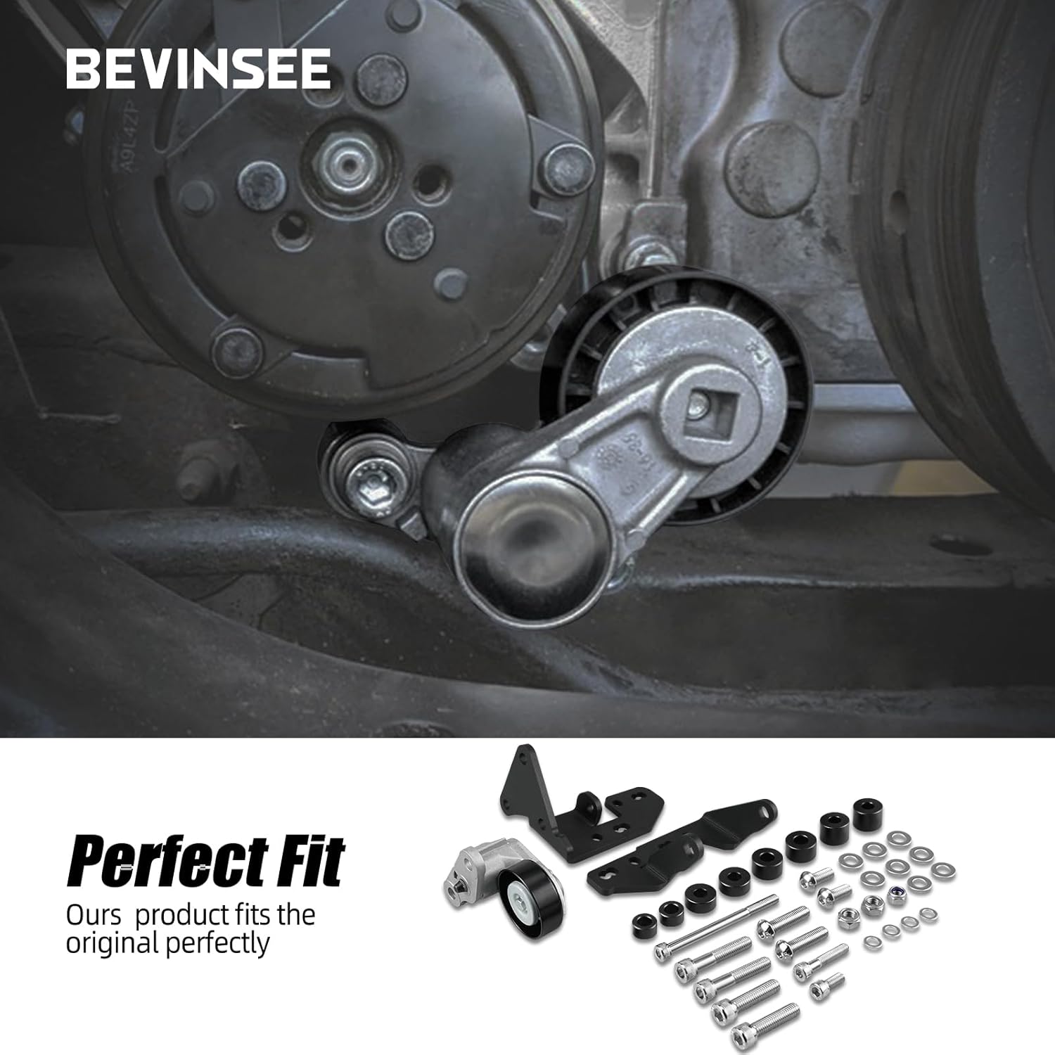 Bevinsee Low Mount AC Compressor Bracket Sanden 7176 SD7B10 Passenger Side Compatible with LS Truck/SUV Engine 1999-2013 LS Gen 3 4 Truck For L33 L92 L98