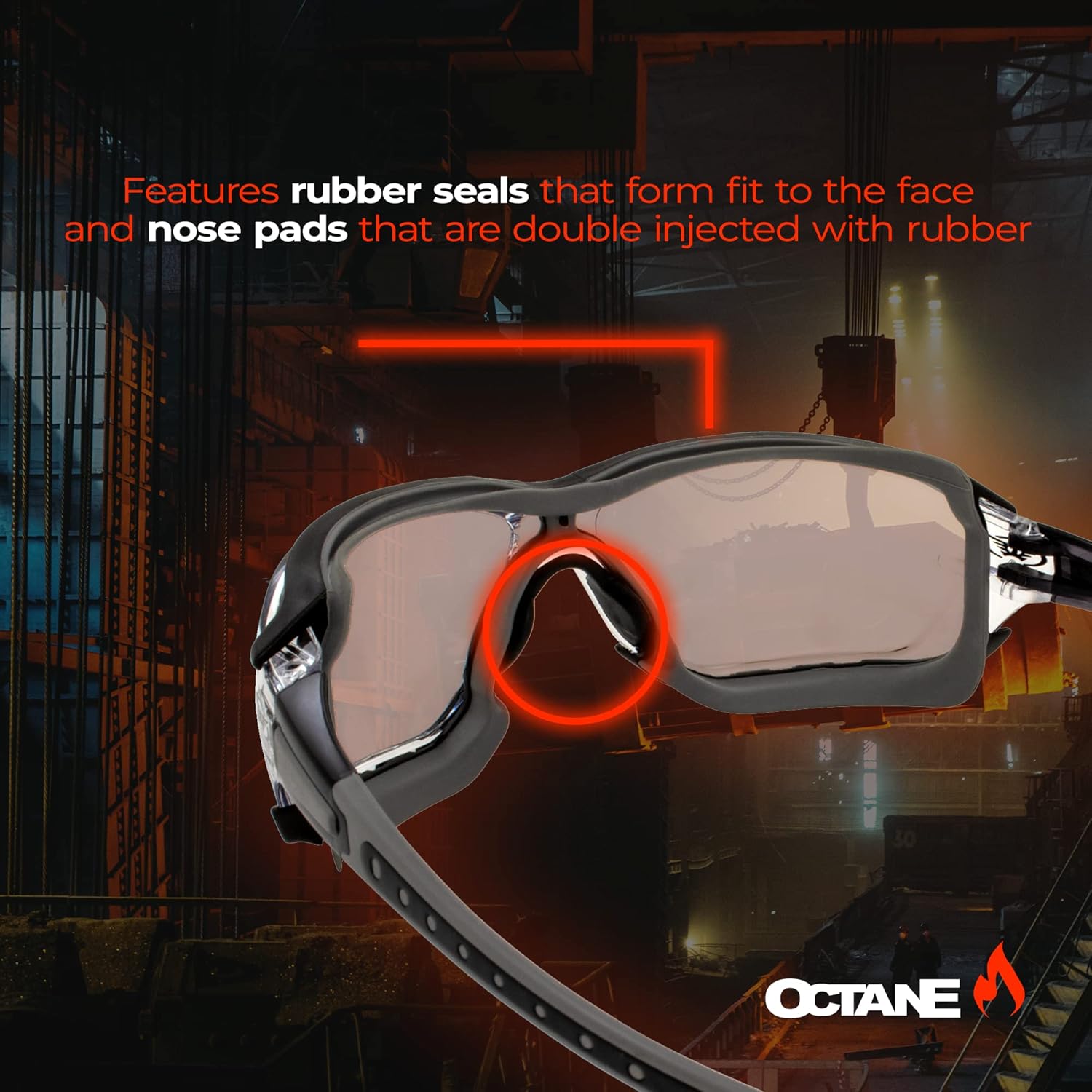 Global Vision Padded Motorcycle Sport Sunglasses Octane Gray Clear Lens - Image 3