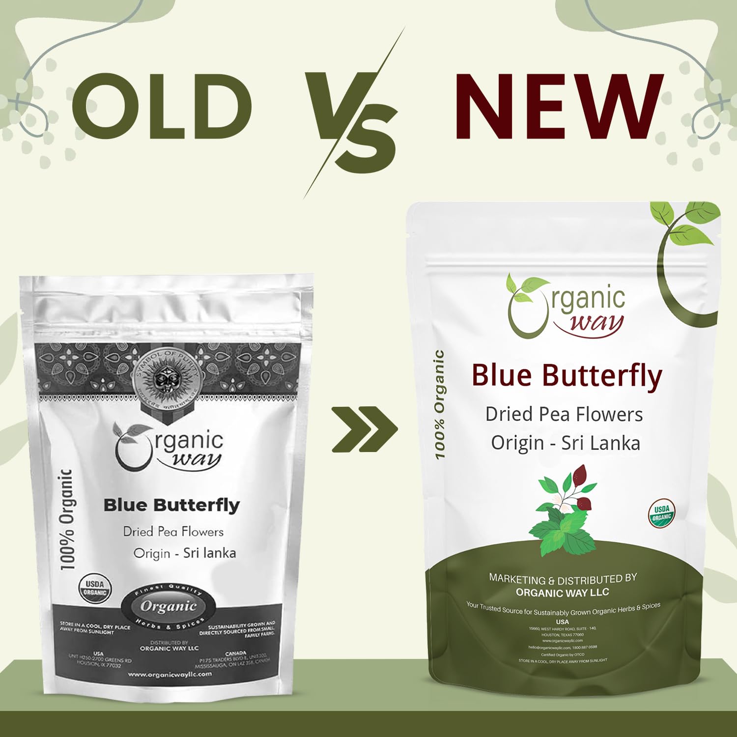 Organic Way Dried Blue Butterfly Pea Flowers (Whole) Herbal Tea | Organic, Vegan, Non GMO & Gluten Free | USDA Certified | 100% Raw from Sri Lanka 16 Oz (Pack of 1)