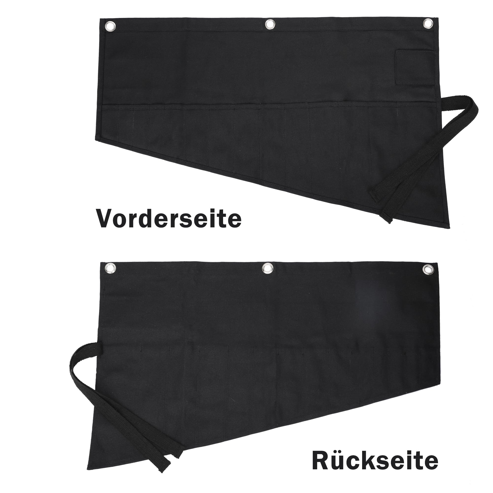 Tools Storage Pouch, Heavy Duty 16oz Waxed Canvas Roll-Up Wrench & Tool Pouch, Metric or SAE, Multi-Purpose - Black - Image 4