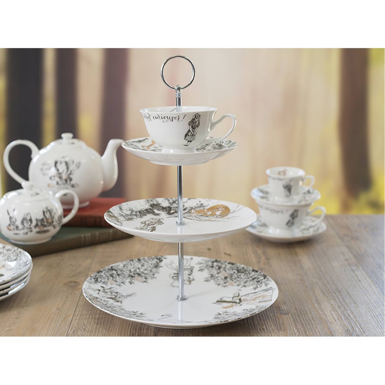 V&A Alice Au Pays Des Merveilles Ensemble De Gâteaux Sur Pied À 3 Étages, Ensemble De Gâteaux Sur Pied, Coffret Cadeau