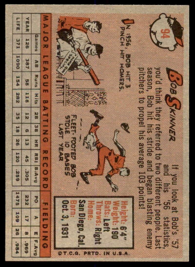Bob Skinner Card 1958 Topps #94 - Slabbed Baseball Cards