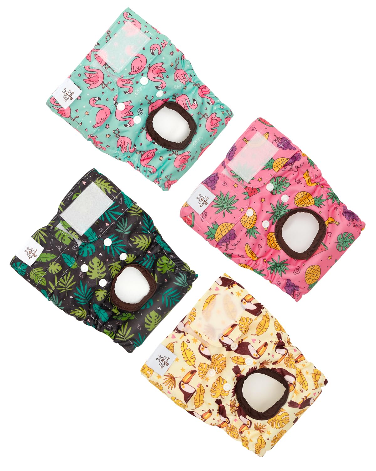CuteBone Washable Female Dog Diapers 4 Pack Reusable Doggie Heat Diapers for Period FMG10M