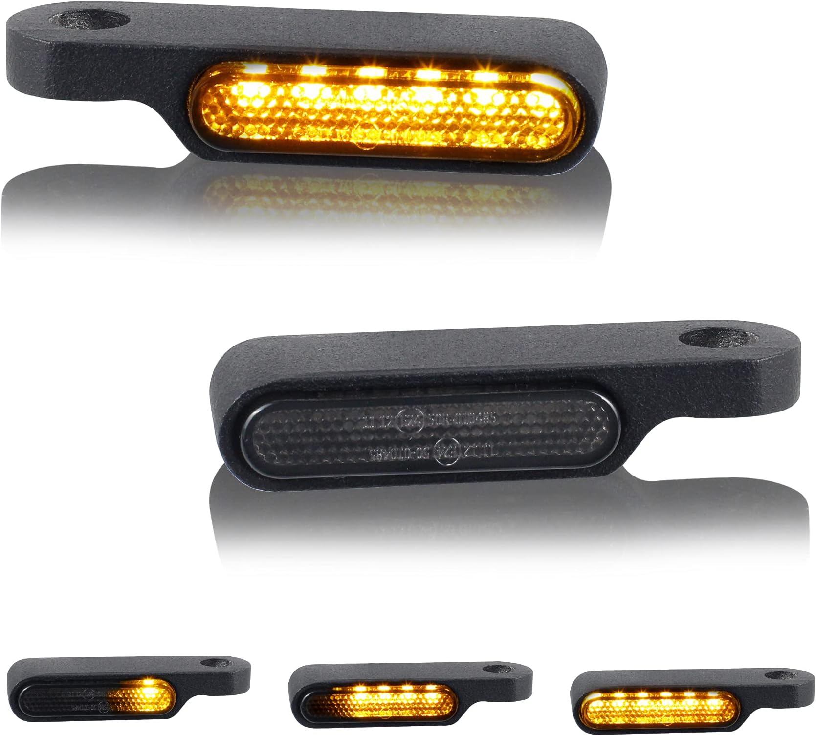 QUASCO Universal Motorcycle Turn Signals Sequential Front Led Blinkers Amber Lights Compatible with Harley Honda Yamaha Suzuki Kawasaki