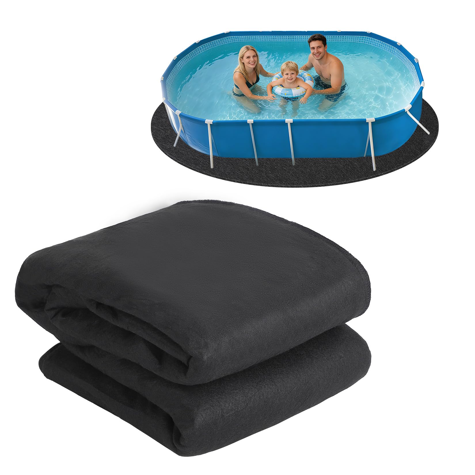 Aptliton Heavy Duty Geotextile Pool Liner Pad for Above Ground Swimming Pools – Non-Woven, Puncture & Weed Resistant, Eco-Friendly, Extends Liner Life – Shape: Oval, Size: 18x40Ft