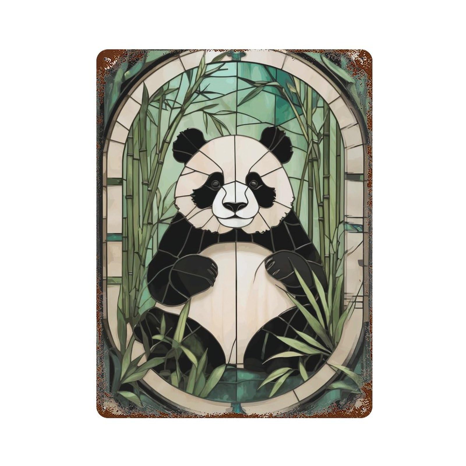 Panda Animal Retro Metal Sign 15.7"x11.8", Farmhouse Wall Decor for Garage, Pub Or Kitchen