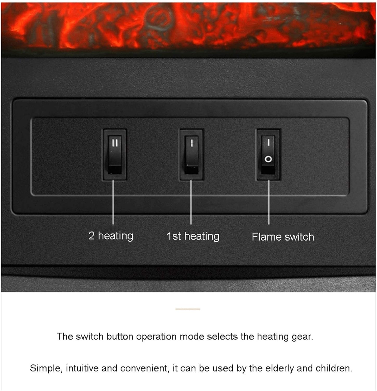 Electric Stove Fireplace Heating with Fast Heating and Realistic 3D Fake Fireplace Flame for Office Indoor and Home Use Black