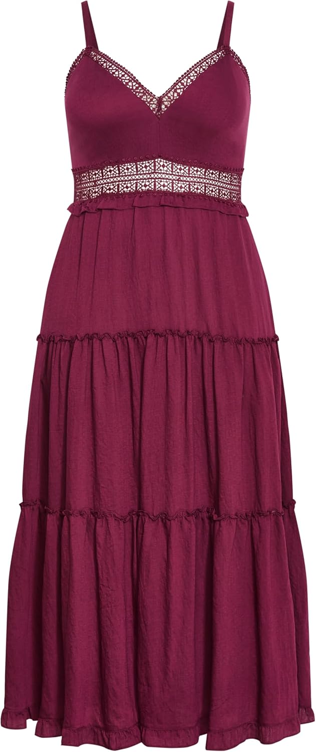 City Chic Plus Size Dress - Ayla Crochet Tier Maxi