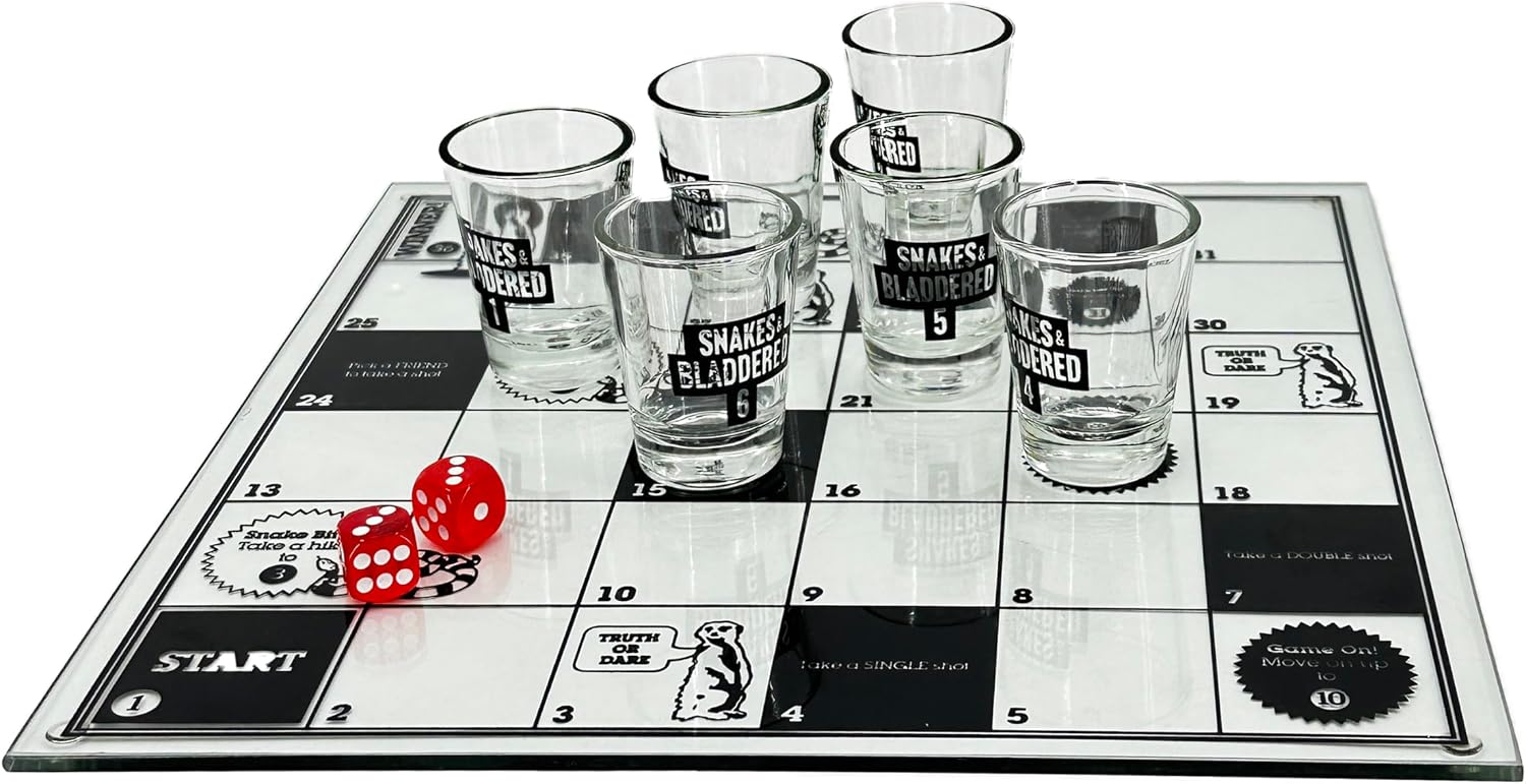 #winning Snakes and Bladdered Adult Party Drinking Game with Shot Glass Counters