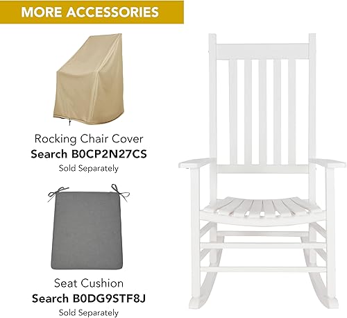 Miniatura 7 de Shine Company Vermont - Juego de 2 mecedoras para porche delantero al aire libre, color blanco
