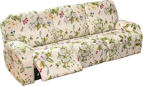 CRFATOP Fundas elásticas para sofá reclinable con bolsillos, 8 piezas, fundas de sofá reclinable de doble sección para sofá reclinable de 3