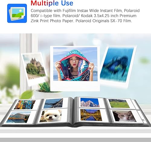 Miniatura 2 de Paquete de 2 álbumes de fotos para cámara Fujifilm Instax Wide 300, Polaroid 600, álbumes para cámara de película instantánea Polaroid Now+ Now