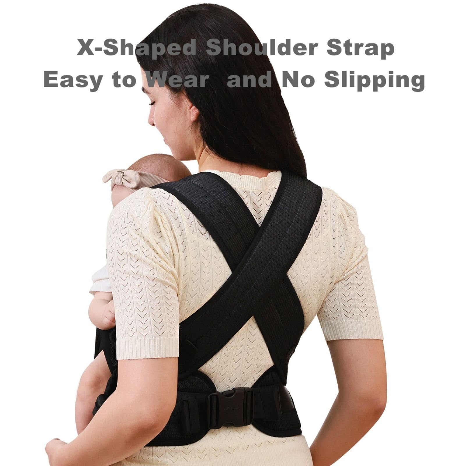 SUNVENO Babytrage mit Hüftsitz, Ergonomische Hüftsitz Babytrage für Neugeborene und Kleinkinder 3–20 kg, Atmungsaktives Mesh-Gewebe, Verstellbar, Front- und Rückentrageweise