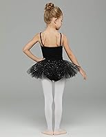 Vista 5 de MdnMd Trajes de bailarina para niñas pequeñas, tutú de ballet con leotardo y falda de bailarina