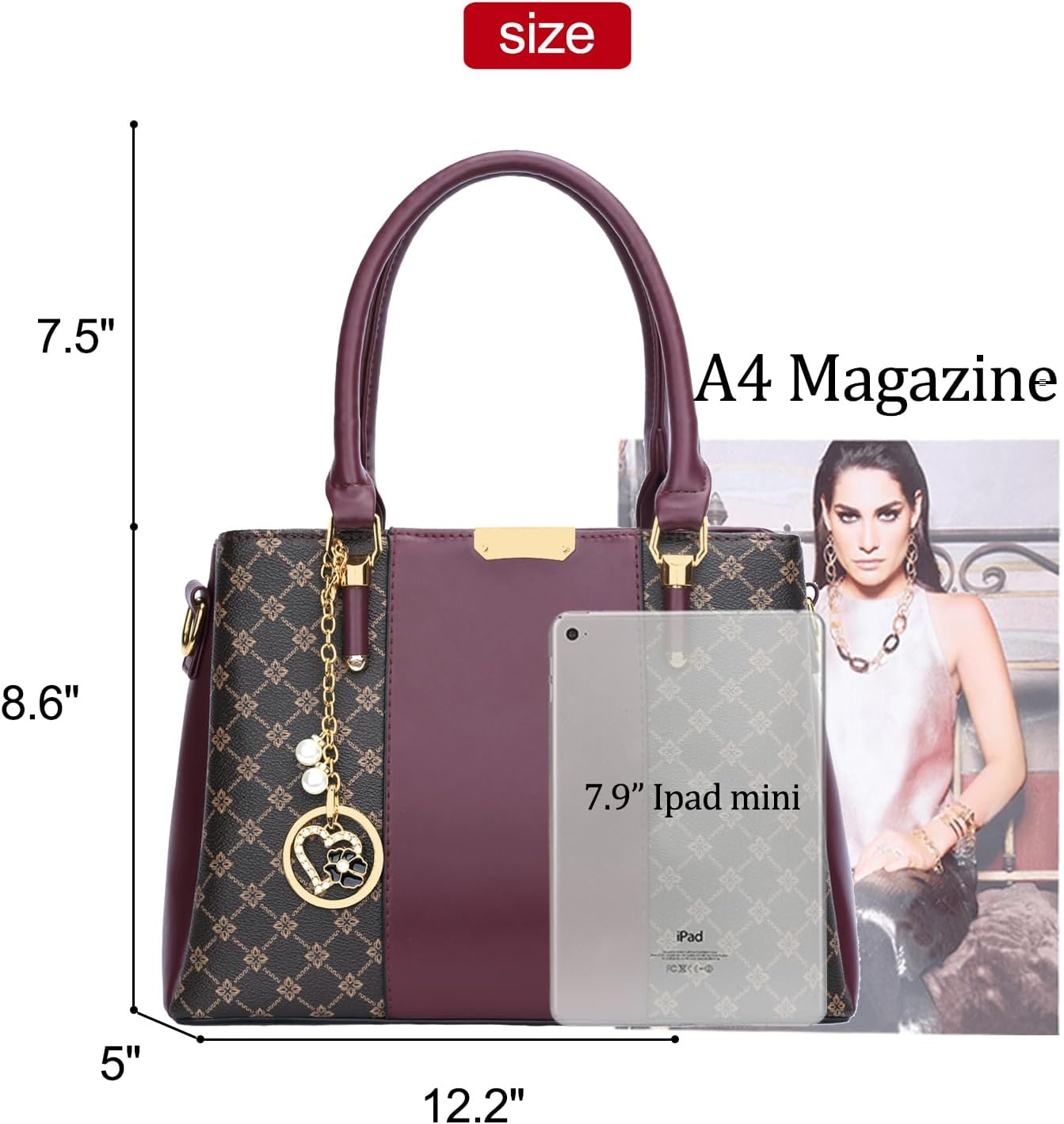 KKXIU 3 Zippered Compartments Purses and Handbags for Women Top Handle Satchel Shoulder Ladies Bags - Image 6