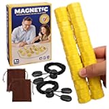 Upgraded Magnetic Chess Game with 40 Magnetic Stones & 2 Adjustable Ropes – Portable Strategy Game for Family Night, Travel, Party Toy STEM/Logic/Strategy Games for Kids & Adults, (Yellow)