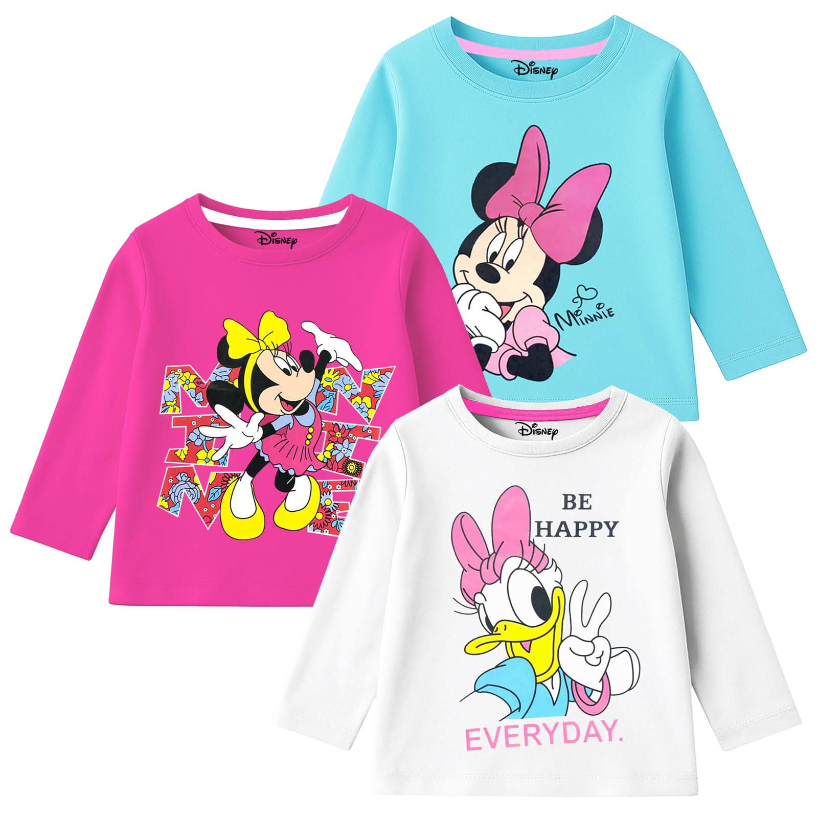 Kuchipoo © Disney Girls Minnie Mouse Printed Cotton T-Shirt Combo | Minnie & Friends Graphic Cotton Tees | Casual Summer Wear | Pack of 3