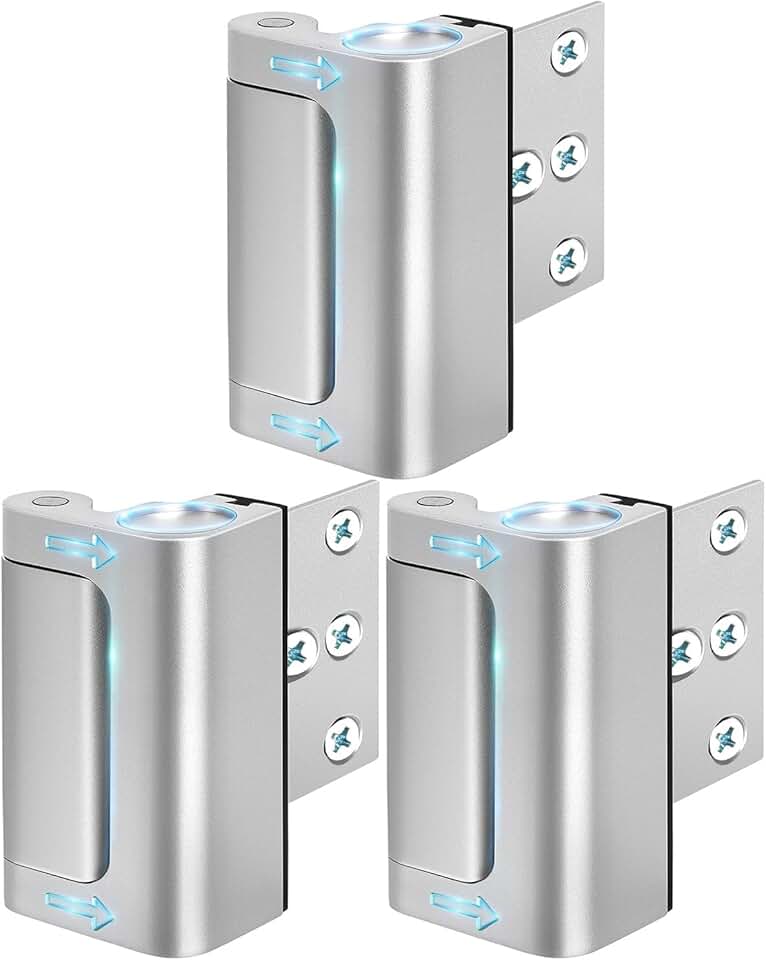 Home Security Door Lock 3 Pack Metal Door Reinforcement Lock for Kids Safety Top Front Door Child Proof Safety Lock Defend High Security Door Locks Latch Withstand 800lbs for Inside Swing Door Chain ClimatePartner certified