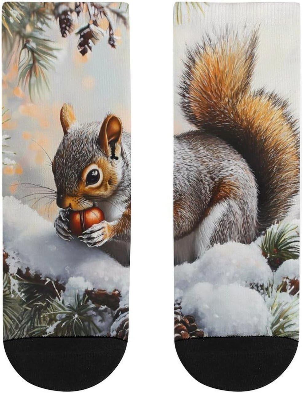 Squirrel Cute Animal Knee High Socks Athletic Long Stockings Sport Casual Crew Tube Sock Boot 30cm