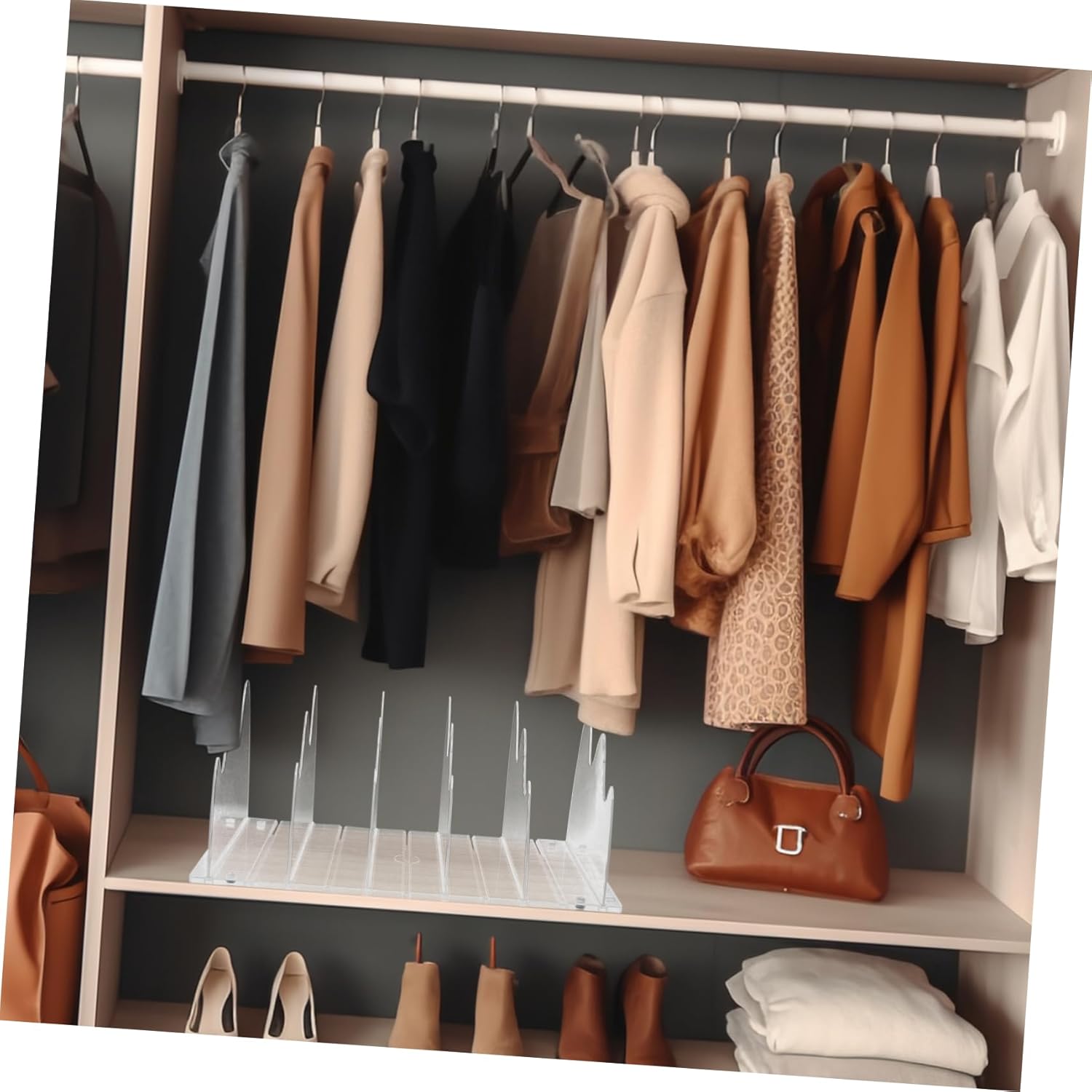 Ciieeo Acrylic Closet Shelf Dividers Clear Organizers for Shelves for Handbags Books and Clothing Storage Easy Installation and Durability