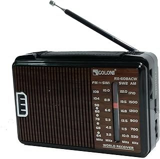 جهاز راديو محمول، مستقبل صغير بخمس موجات (راديو اف ام، التليفزيون، ايه ام، SW1، SW2) للاستخدام العالمي، مزود بإريال راديو تلسكوبي وتصميم أنيق باللون الأسود