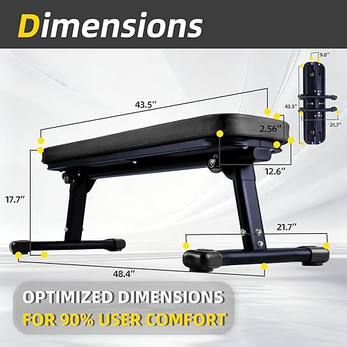 Miniatura 5 de Banco de peso plano, banco de entrenamiento de 660 libras, equipo de ejercicio de prensa de banco para gimnasio en casa, entrenamiento de fuerza con