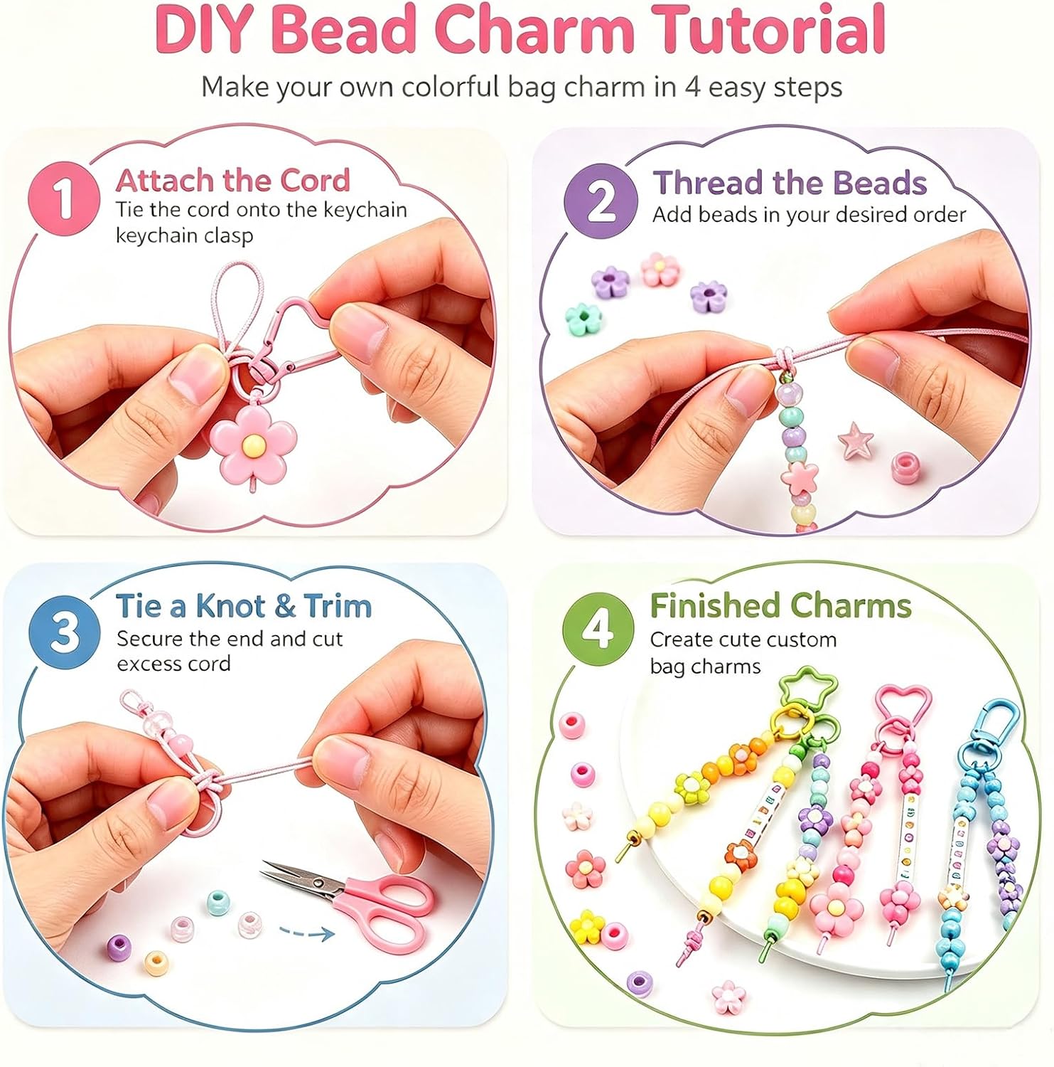 Xenothryxal 828 Pcs Paracord Keychain Kit-Bag Charm Bead Kit