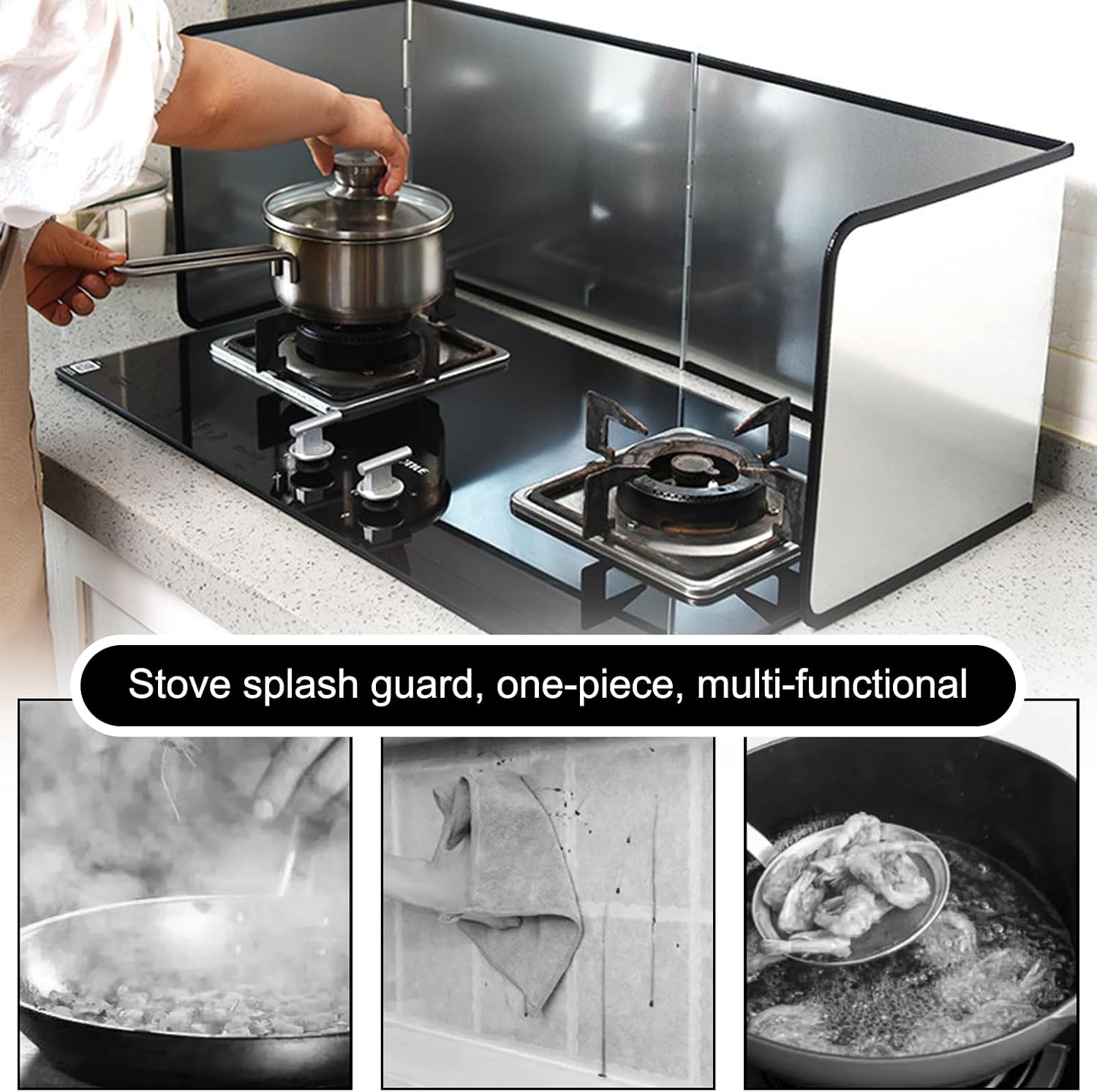 Stove Splash Guard,4 Sided Splatter Guard For Frying Stove Top Stainless Steel Splatter Screens For Fine Mesh Oil Splash Guard Anti Splatter Shield Guard