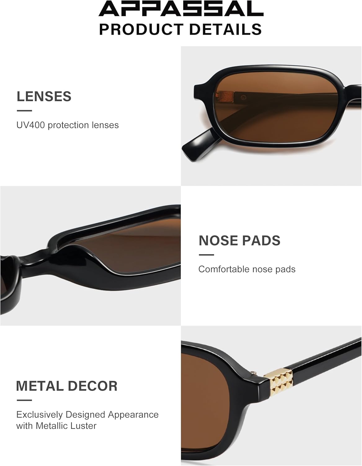 Retro Rectangular Sunglasses for Women Vintage 2026 Fashion Trendy Funny Small 90s Square Sunnies AP3698 - Image 5