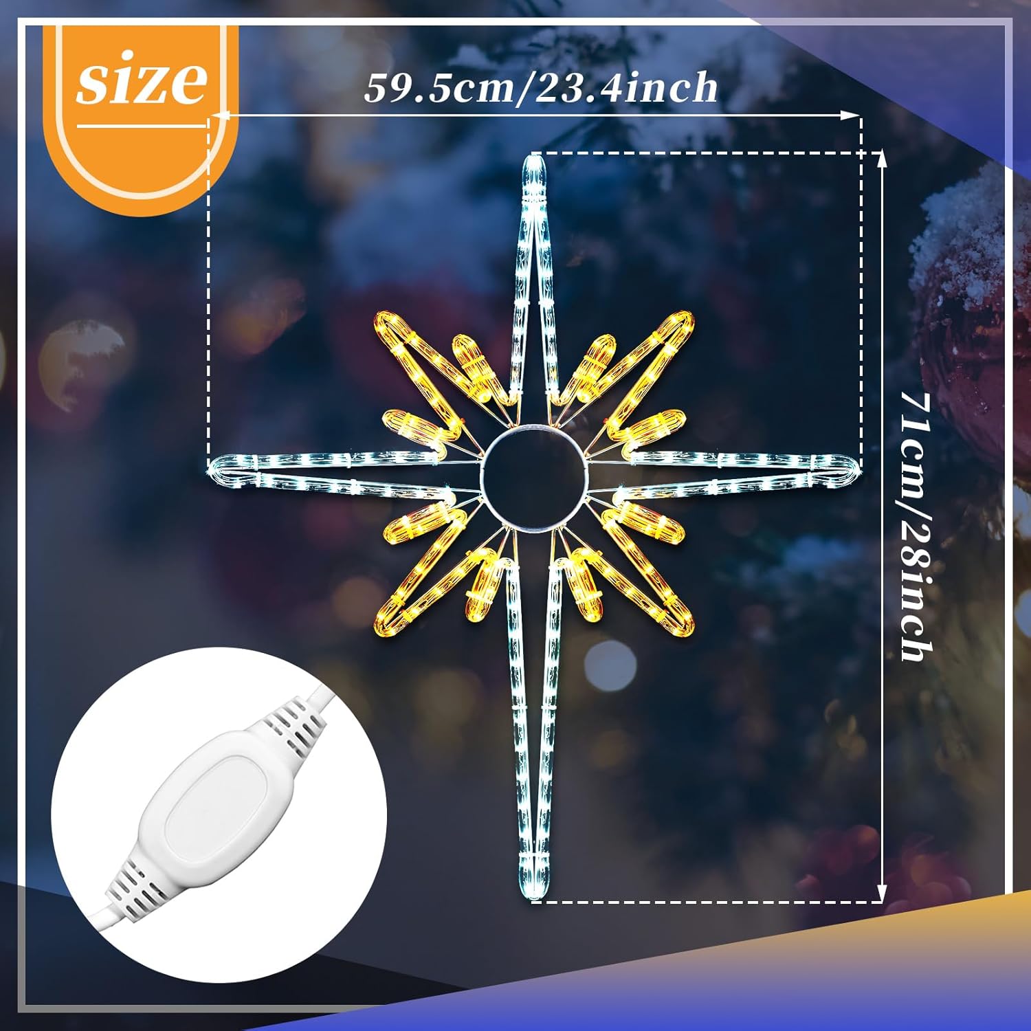 Large Christmas Bethlehem Star, Lighted Star of Bethlehem LED Lights Plug in Rope Light for Outdoor Indoor Xmas Tree Wall Bedroom Hanging Party Decoration(28",Warm White)