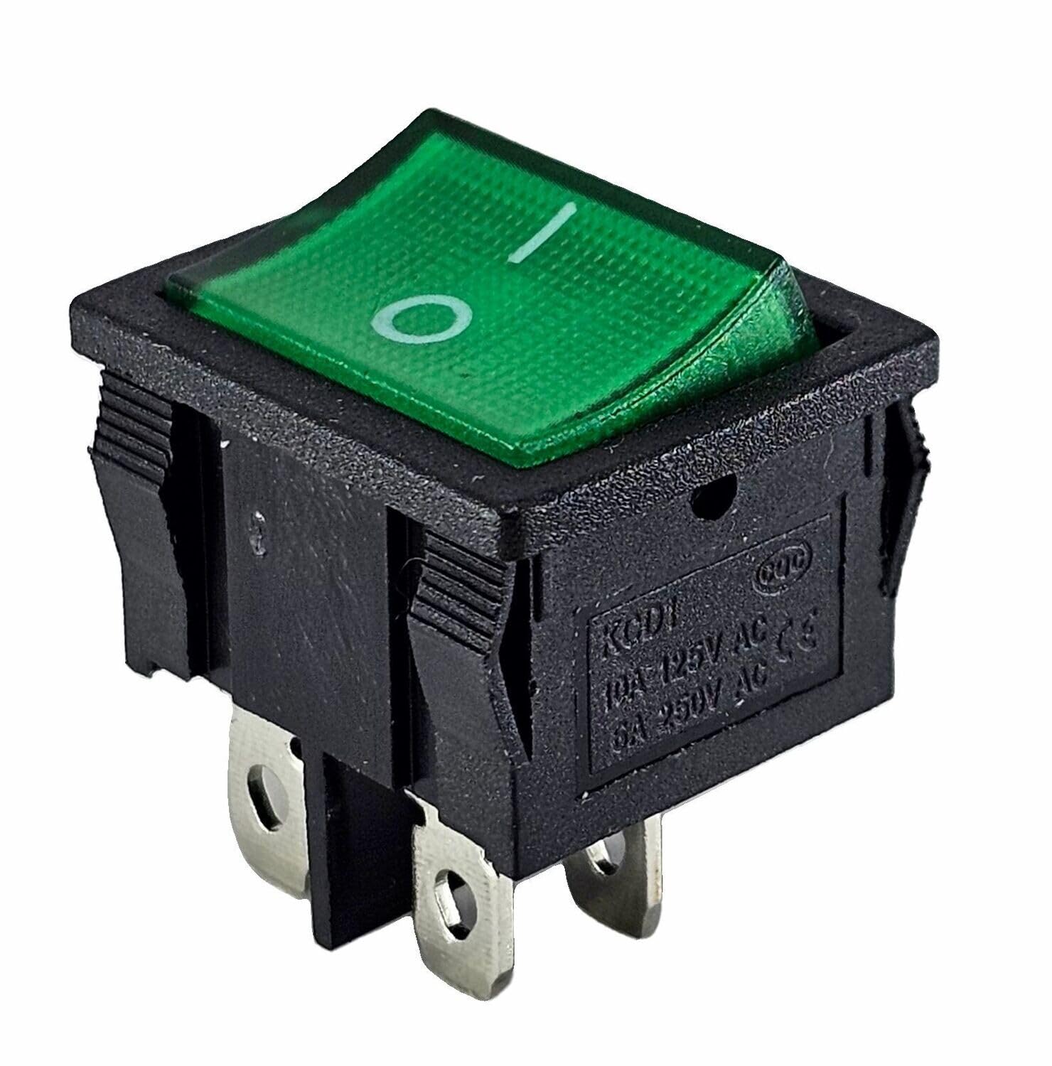 Interrupteur à bascule vert lumineux 6A 250V - Compact et pratique