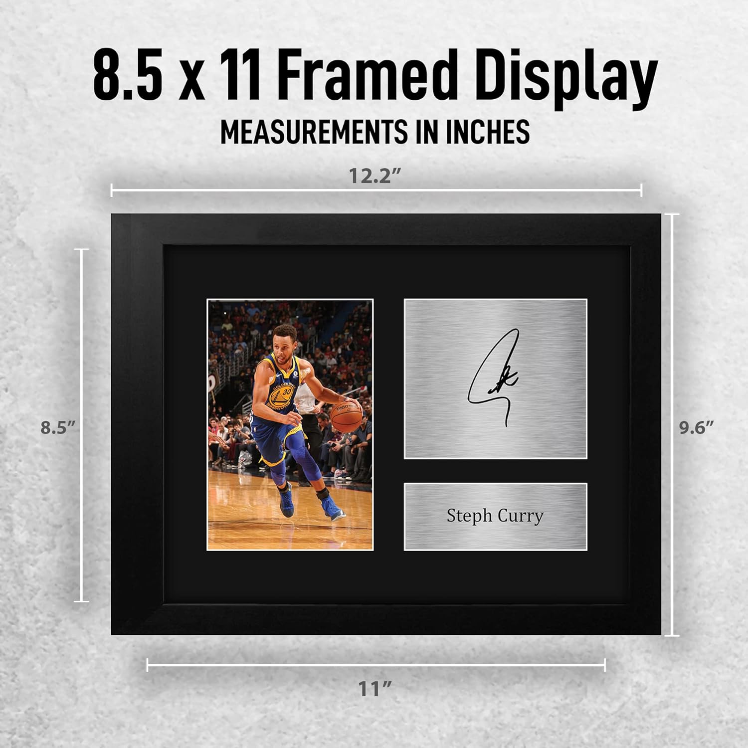 HWC Trading Steph Curry Golden State Warriors Gifts USL Framed Printed Signed Autograph Picture for Basketball Memorabilia Fans - US Letter Size