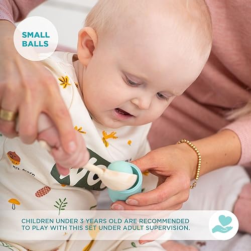 Miniatura 8 de Ulanik Pequeñas bolas de arcoíris en tazas Montessori para niños de 1 año en adelante, juego de madera a juego para aprender a clasificar y contar