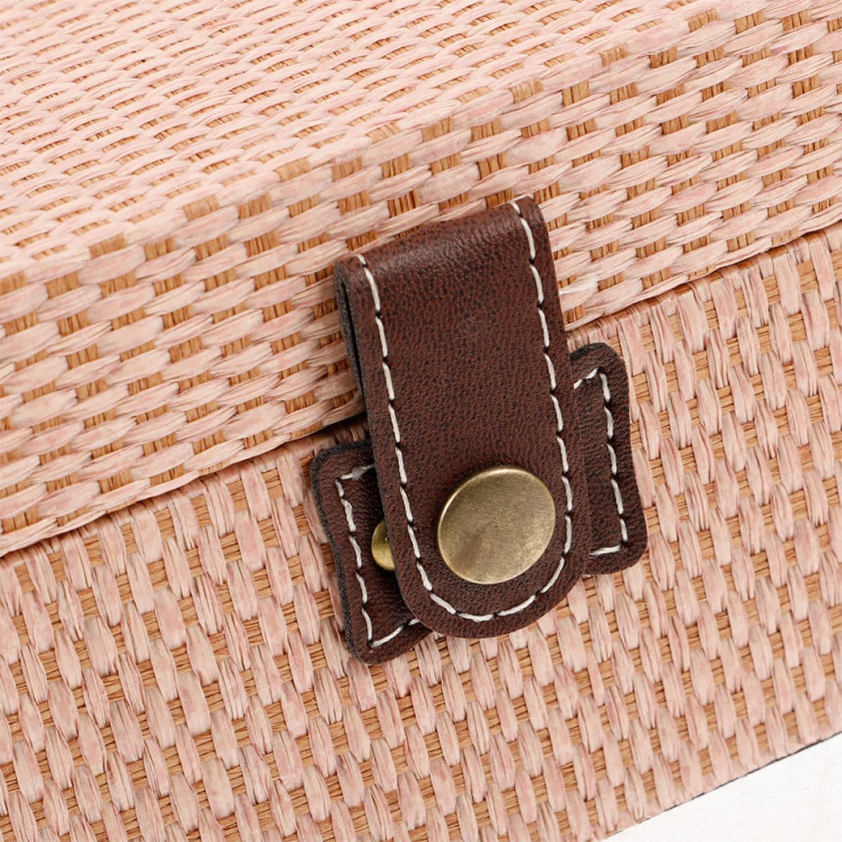 SEWACC 2 Piezas Joyero Retro Pequeño de PU y Madera Tapa Abatible