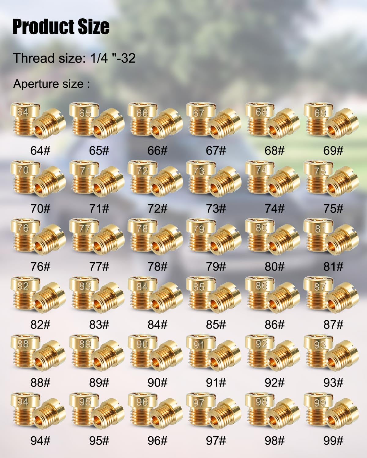 Replace 36-181 Main Jet Assortment Kit 1/4"-32 Thread Fit For 2010 2300 4010 4011 4150 4160 4500 AED Barry Grant Demon Avenger Carburetor 72-Pcs Jet Hole Size 64-99