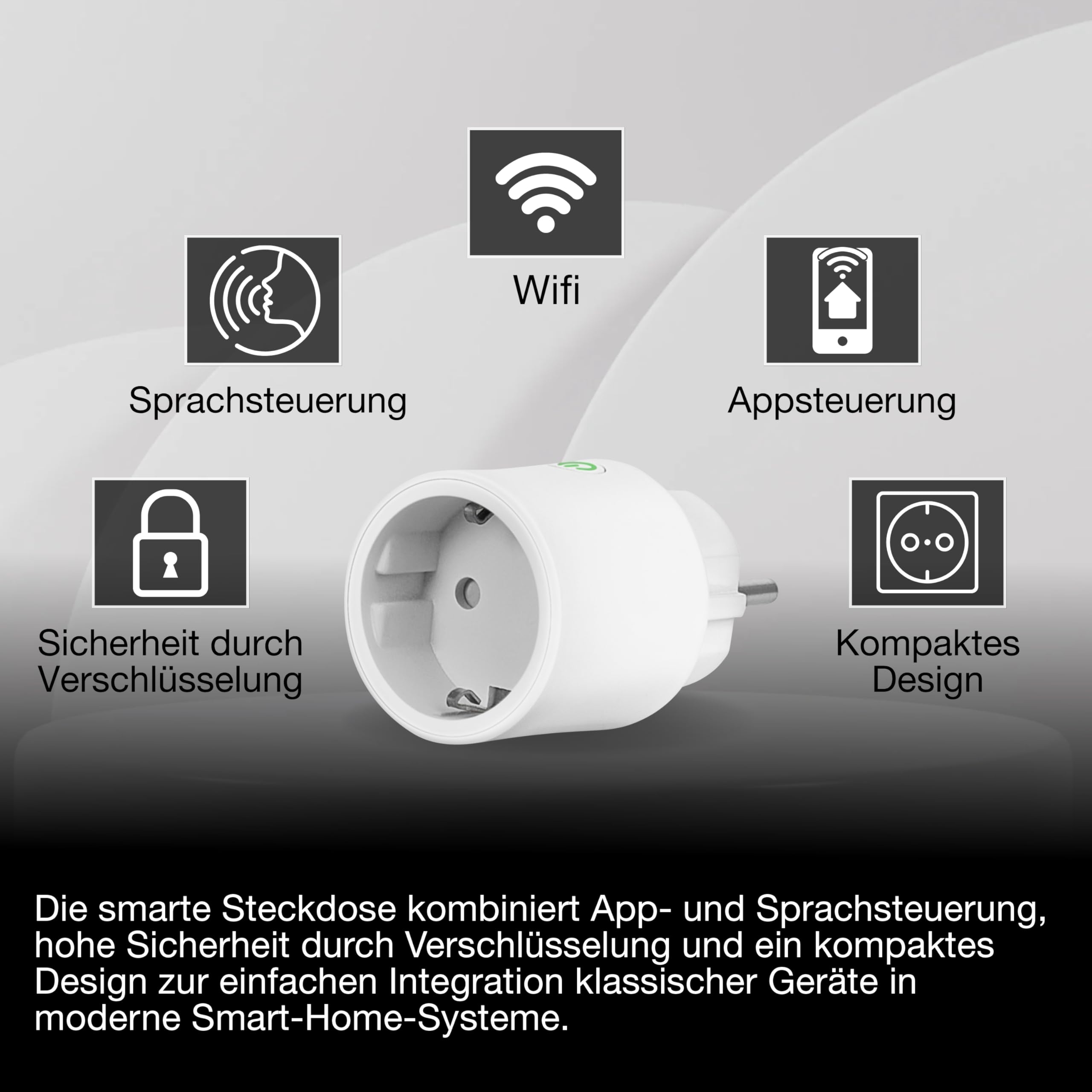 OSRAM SMART+ WiFi Matter Plug EU Steckdose, 2300W, 10A, IP20, weiß, Alexa, Google Home, Apple HomeKit