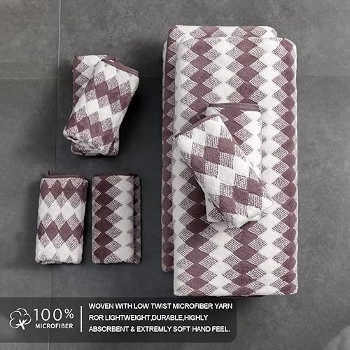 Miniatura 7 de Juego de 2 toallas de mano de 16 x 31 pulgadas, juego de toallas de baño de microfibra ultra suaves, altamente absorbentes, de secado rápido,