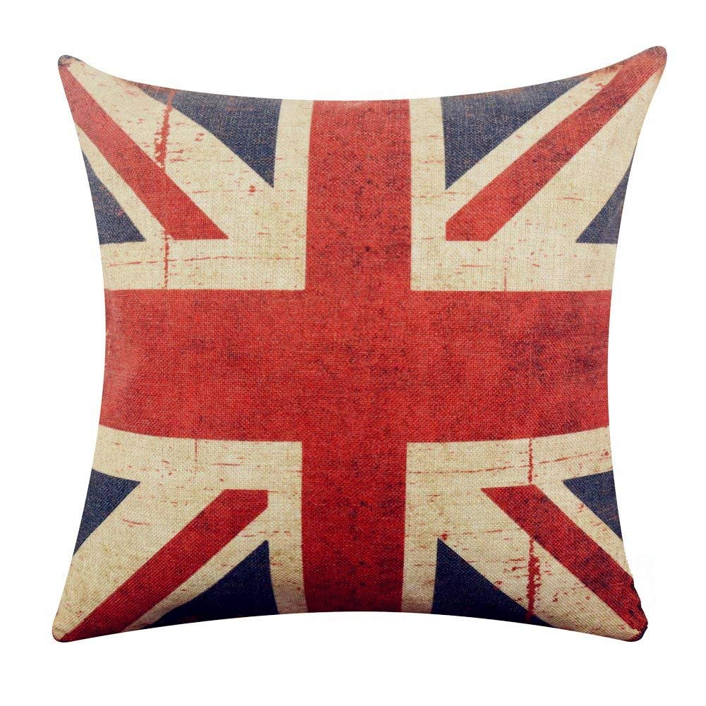 Yingd X Inches Retro Union Jack Burlap Throw Cushion Cover Pillowcase 45Cm X 45Cm