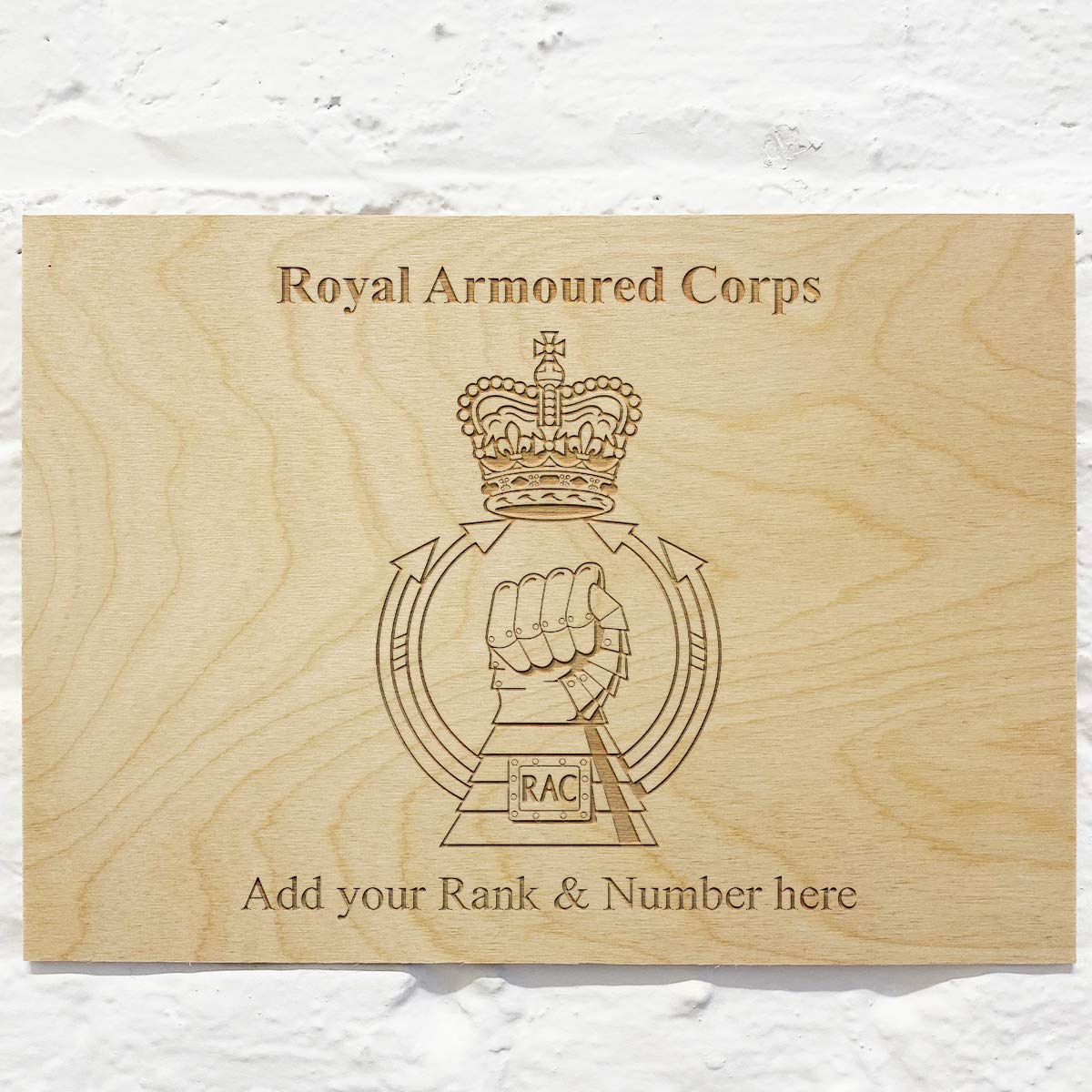 Royal Armoured Corps Personalised Add Name Custom Wooden wall sign Plaques 30x40cm (11.8"x15.8")