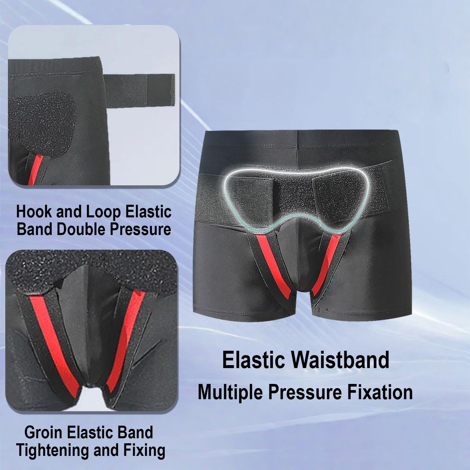 Cintura Ernia Inguinale Uomo, Ernia Inguinale Uomo per Uomo e Donna, Slip Ernia Inguinale Regolabile con 2 Cuscinetti Compressivi Rimovibili, Sollievo dal Dolore(Large)