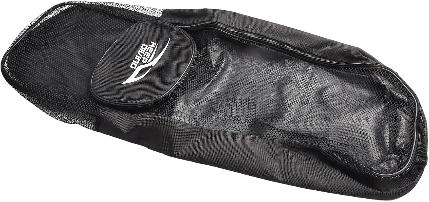 Heavy Duty Mesh Scuba Diving Bag with External Pocket for Fins, Snorkel Gear and Underwater Equipment, Adjustable Shoulder Strap, Black