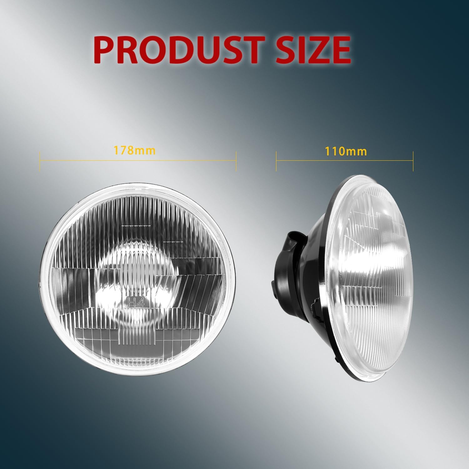 H4/9003 LED Headlight Bulbs   7 Inch H6024 Glass Round LED Headlight Housing,Halogen Sealed High Low Dual Beam,Original Classic Look Conversion Pair Kit Pair