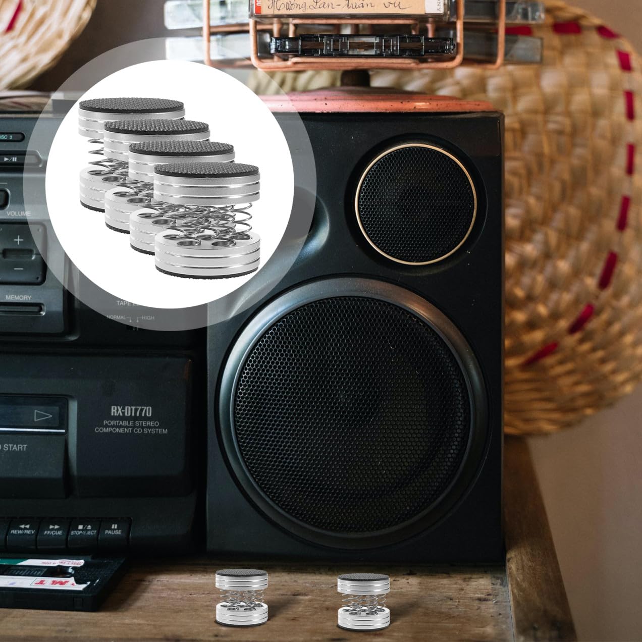 Gatuida 4 Pezzi Piedini per Diffusori Acustici Antivibranti in Lega di Alluminio e Gomma, per Casse Audio e Hifi, Facili da Installare
