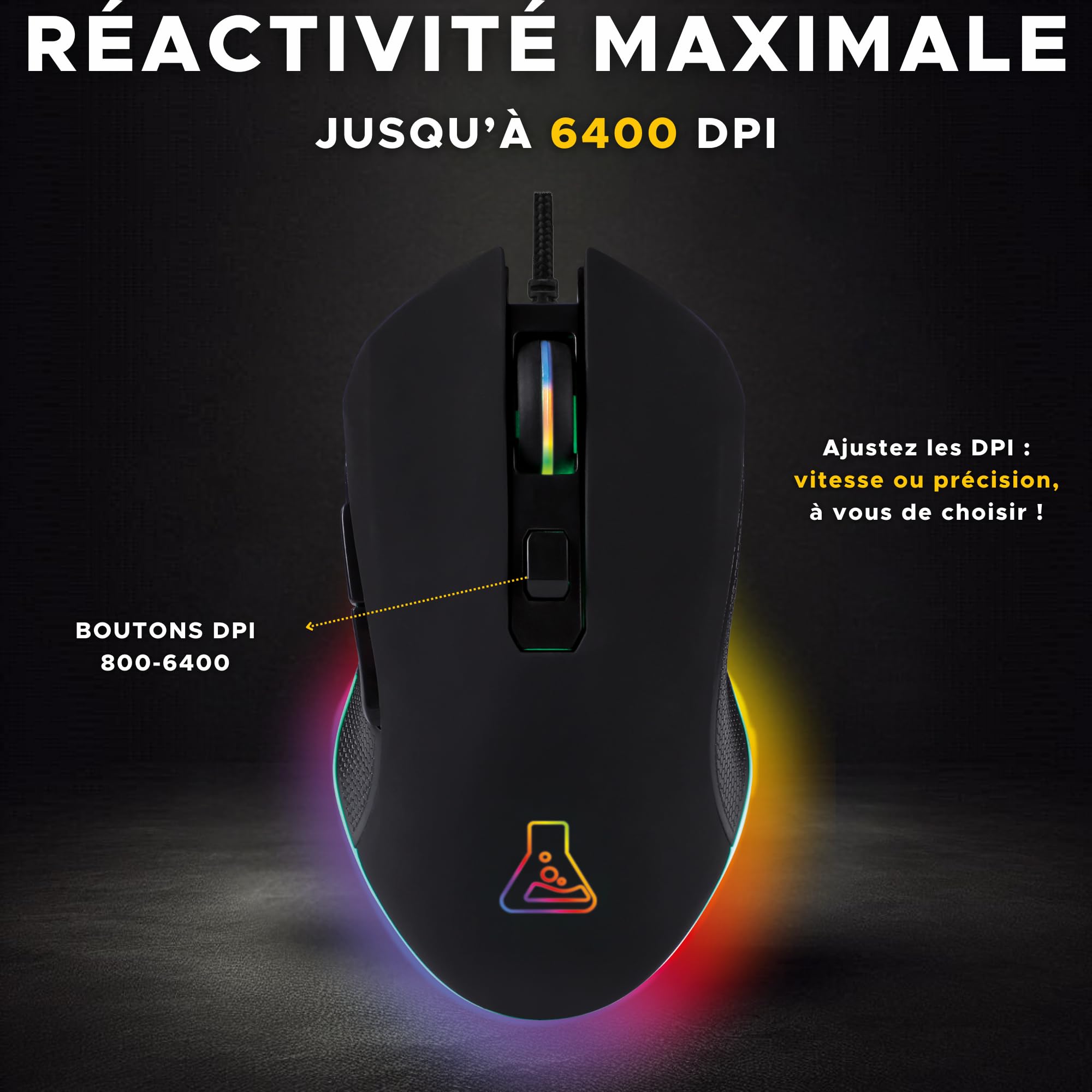Visiter la boutique The G-Lab The G-Lab - Kult Helium Souris Gamer Filaire USB - Capteur Optique 800 à 6400 DPI, Rétroéclairage LED 7 Couleurs, 6 Boutons - Souris Gaming Confortable et Légère - Compatible PC PS4 Xbox One PS5 in use