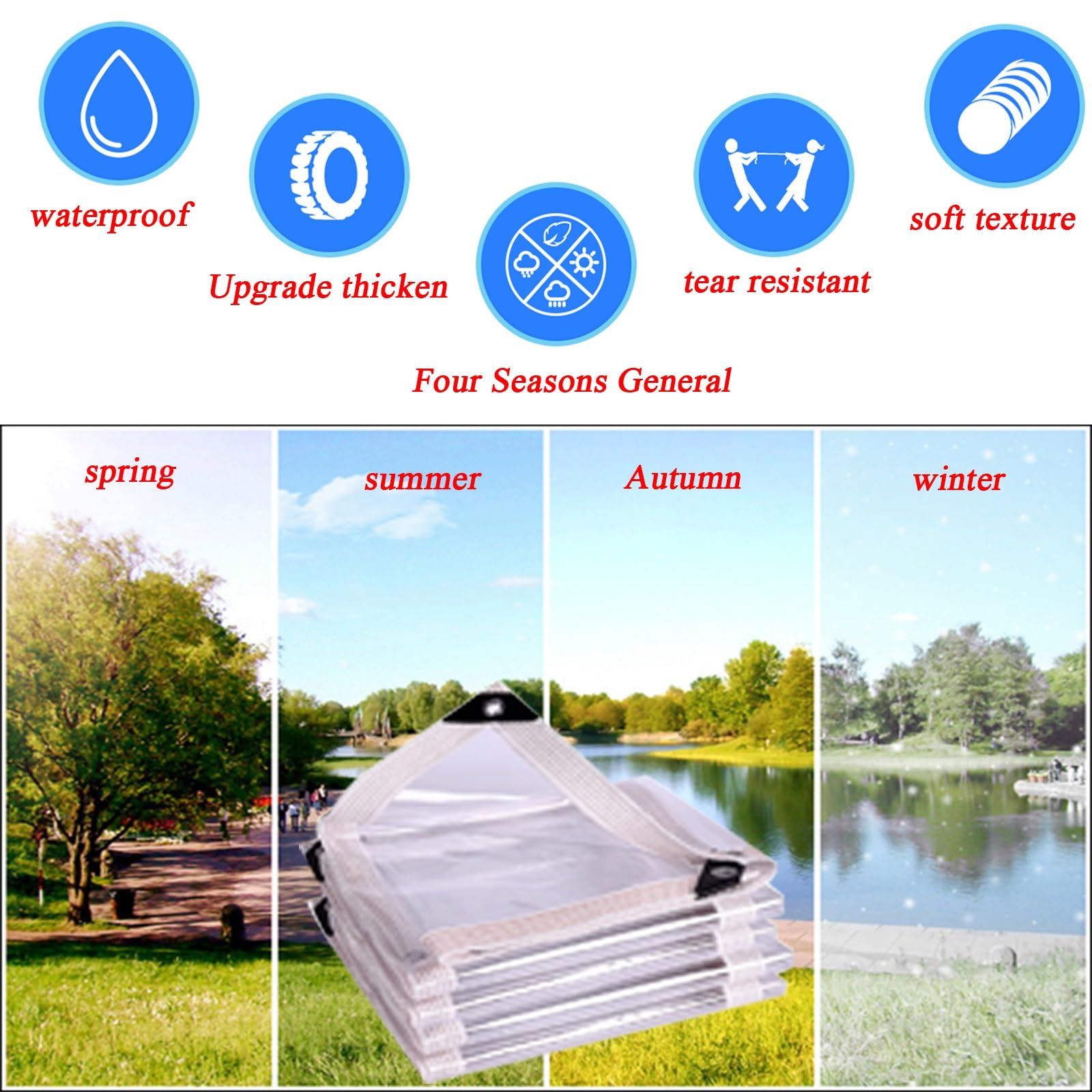 2X4M Bâche Transparente Avec Oeillets, Bâche De Protection En Pvc