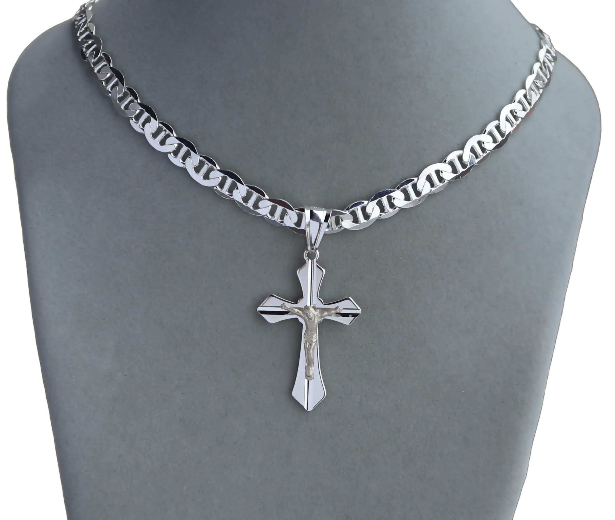 Collana da uomo a forma di croce – argento 925, 50 cm, catena bizantina – Gioielli di qualità italiana