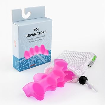 TEGA Toe Separators & Spacers for Men and Women - Silicone Toe Straightener for Bunion Correction, Plantar Fasciitis & Hammer Toe Relief - Restore Natural Foot Shape Small/Medium
